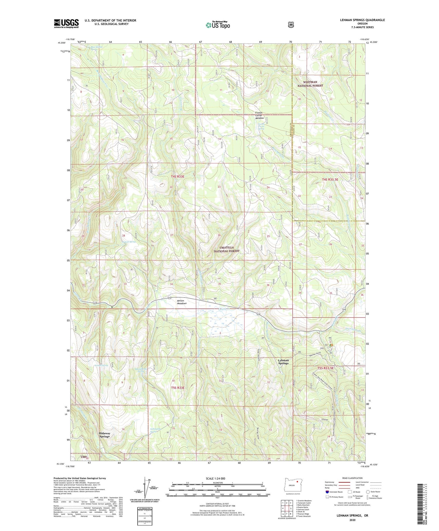 Lehman Springs Oregon US Topo Map Image