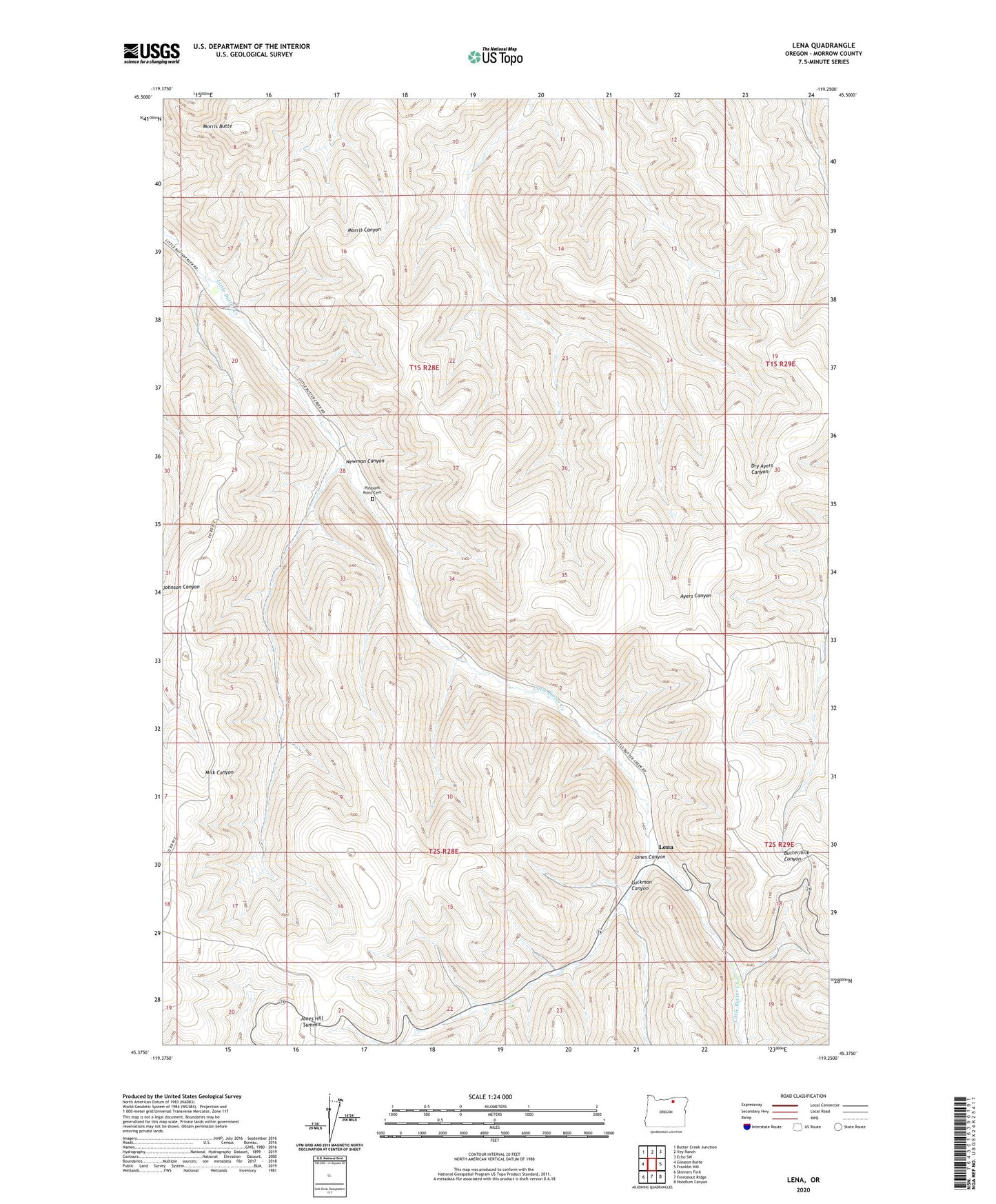 Lena Oregon US Topo Map Image