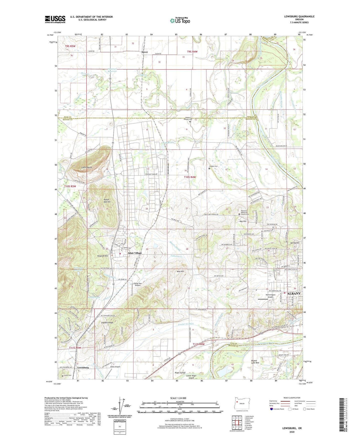 Lewisburg Oregon US Topo Map Image