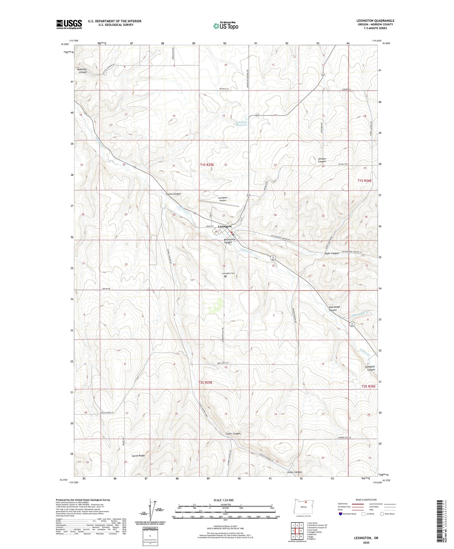 Lexington Oregon US Topo Map Image