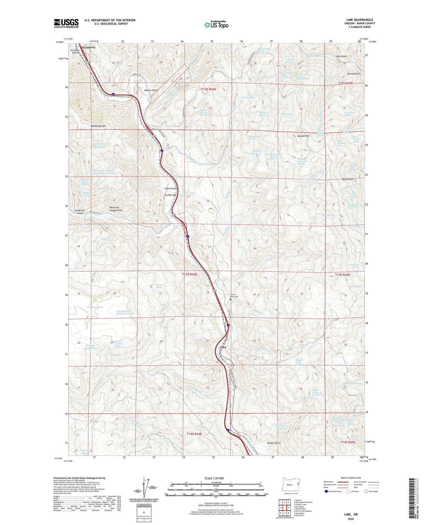 Lime Oregon US Topo Map Image