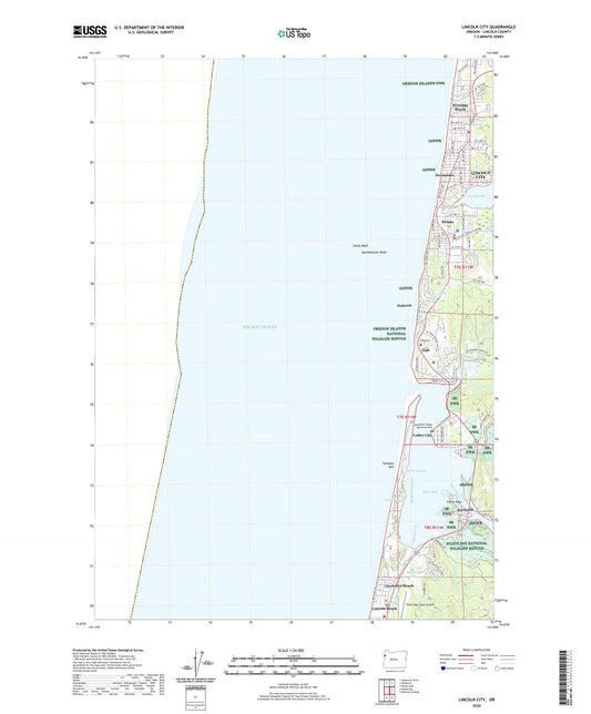 Lincoln City Oregon US Topo Map Image