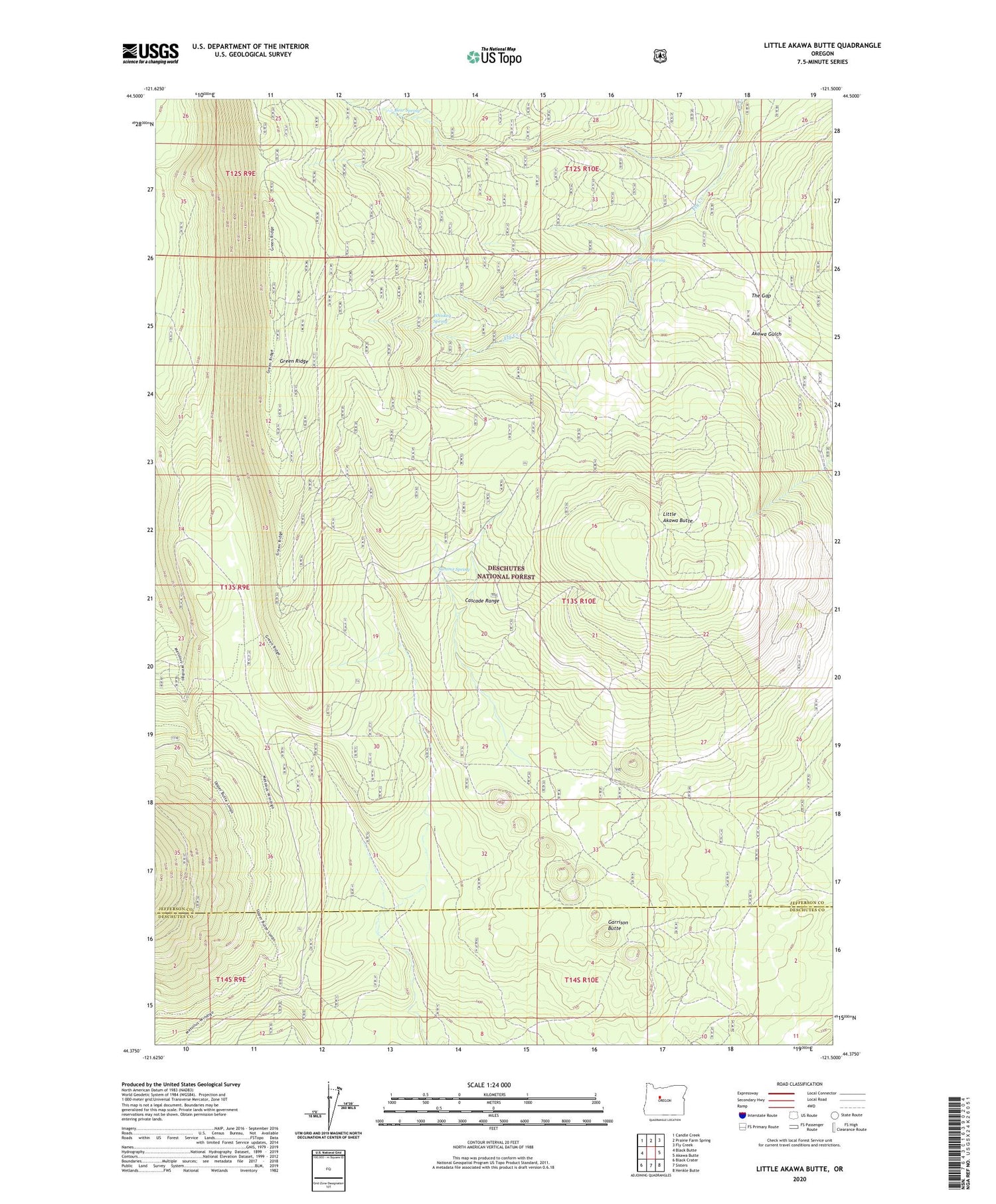 Little Akawa Butte Oregon US Topo Map Image