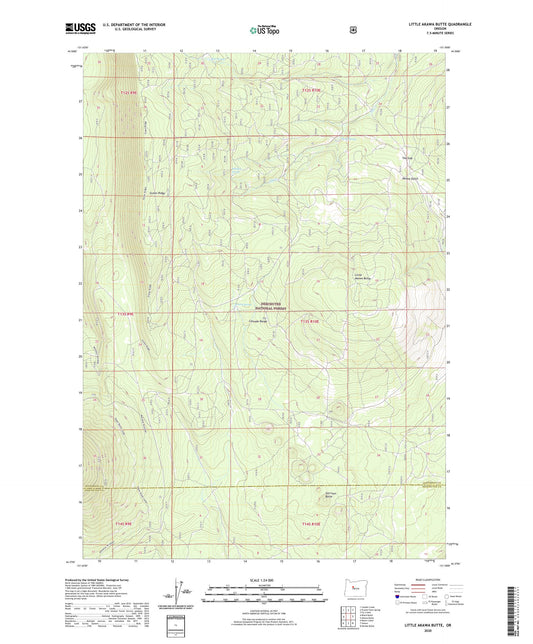 Little Akawa Butte Oregon US Topo Map Image