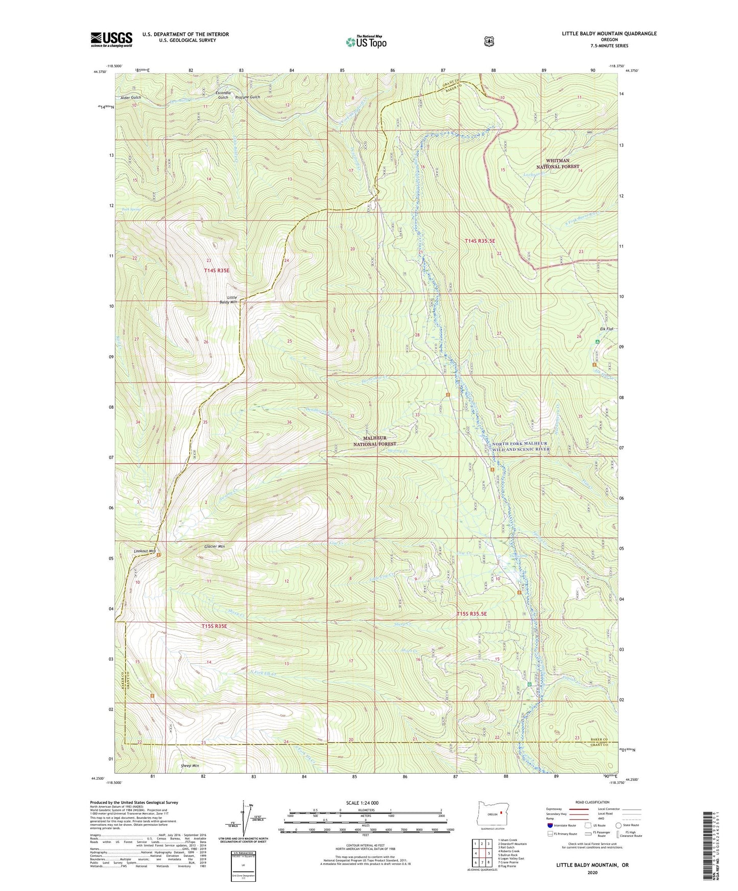 Little Baldy Mountain Oregon US Topo Map Image
