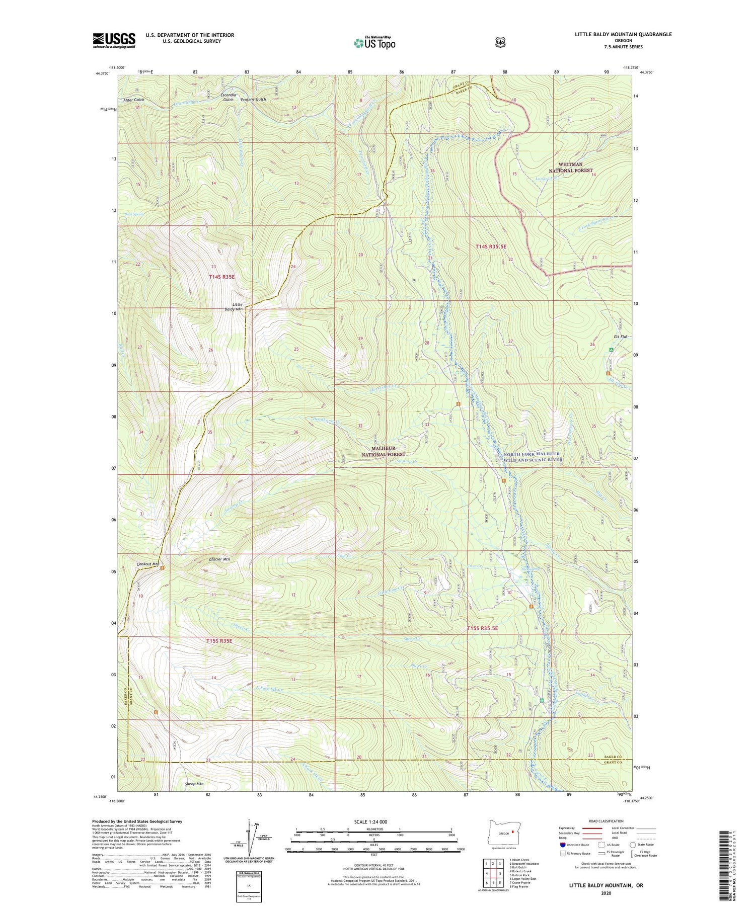 Little Baldy Mountain Oregon US Topo Map Image