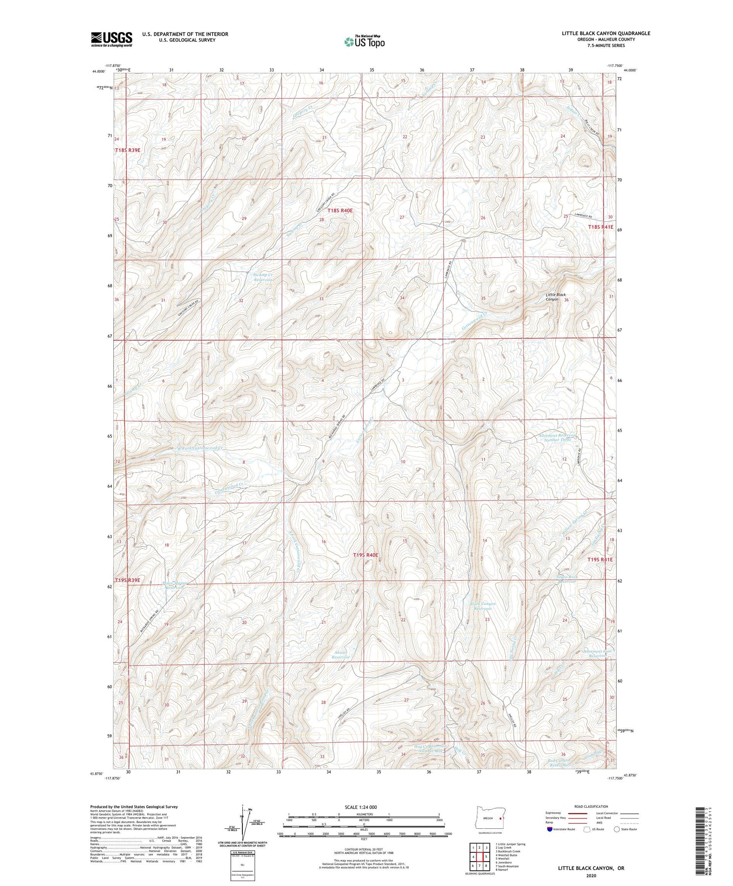 Little Black Canyon Oregon US Topo Map Image