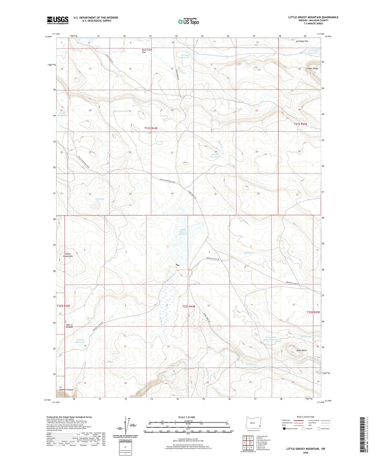 Little Grassy Mountain Oregon US Topo Map Image