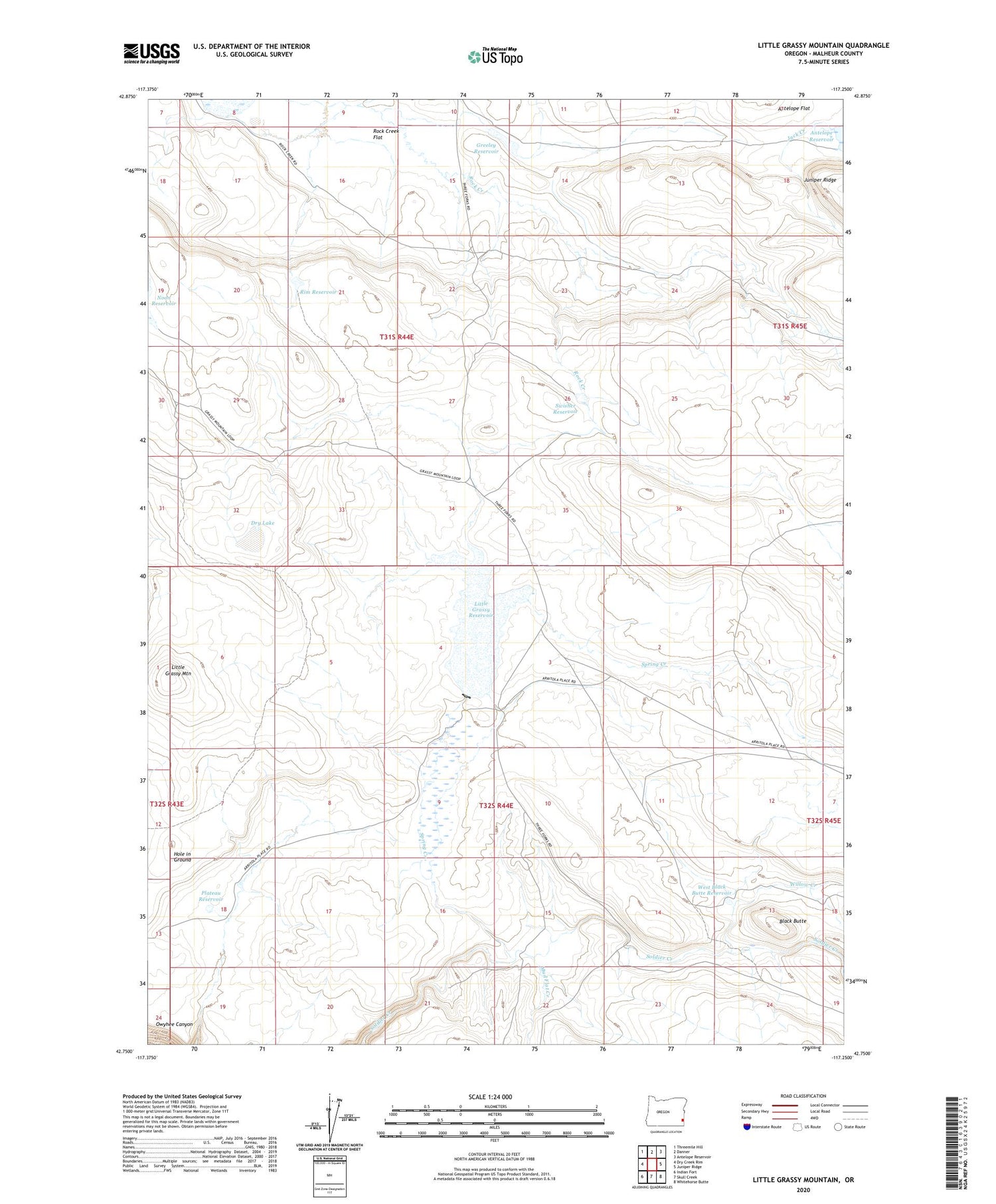 Little Grassy Mountain Oregon US Topo Map Image