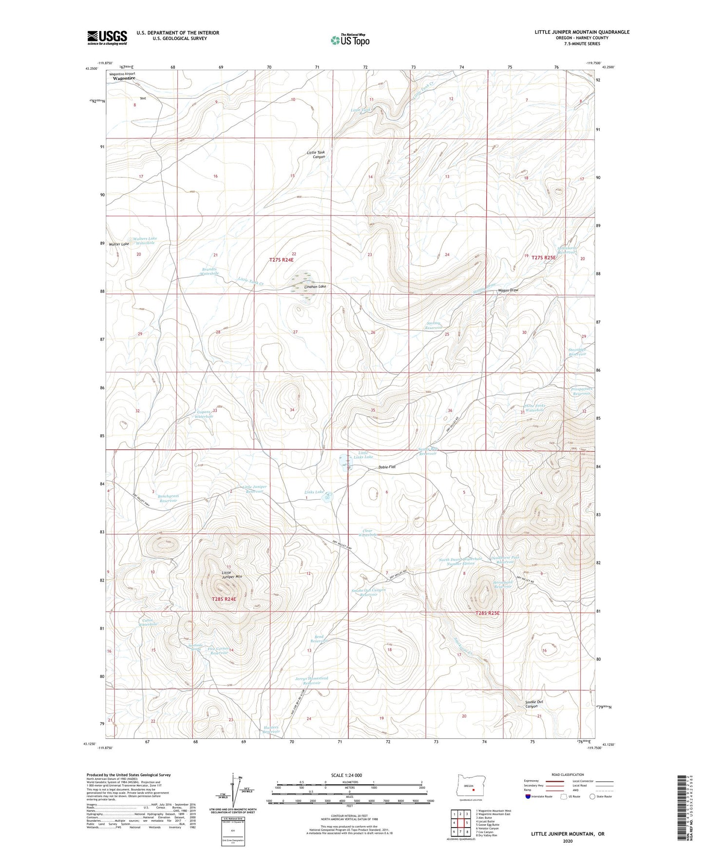 Little Juniper Mountain Oregon US Topo Map Image