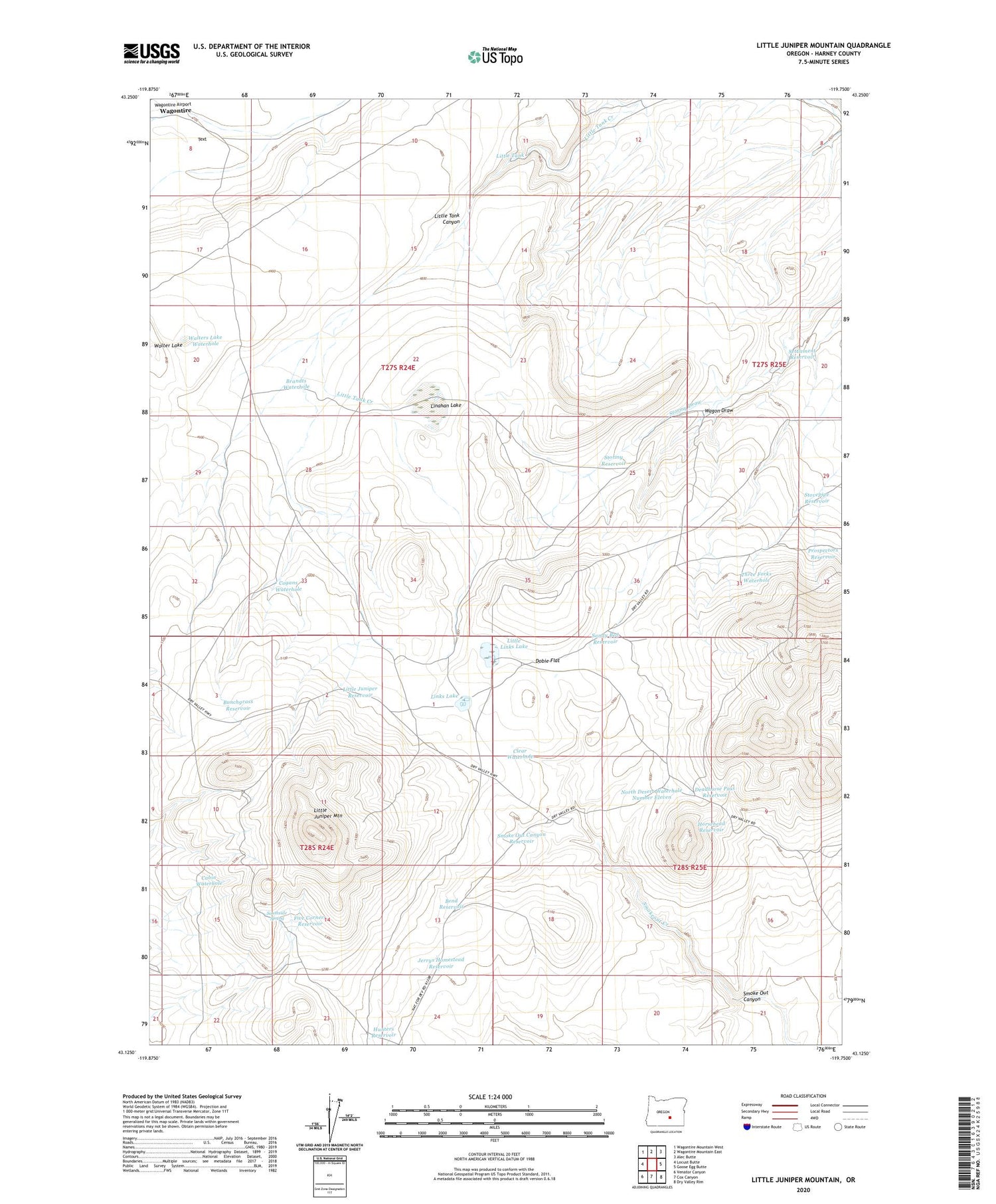 Little Juniper Mountain Oregon US Topo Map Image
