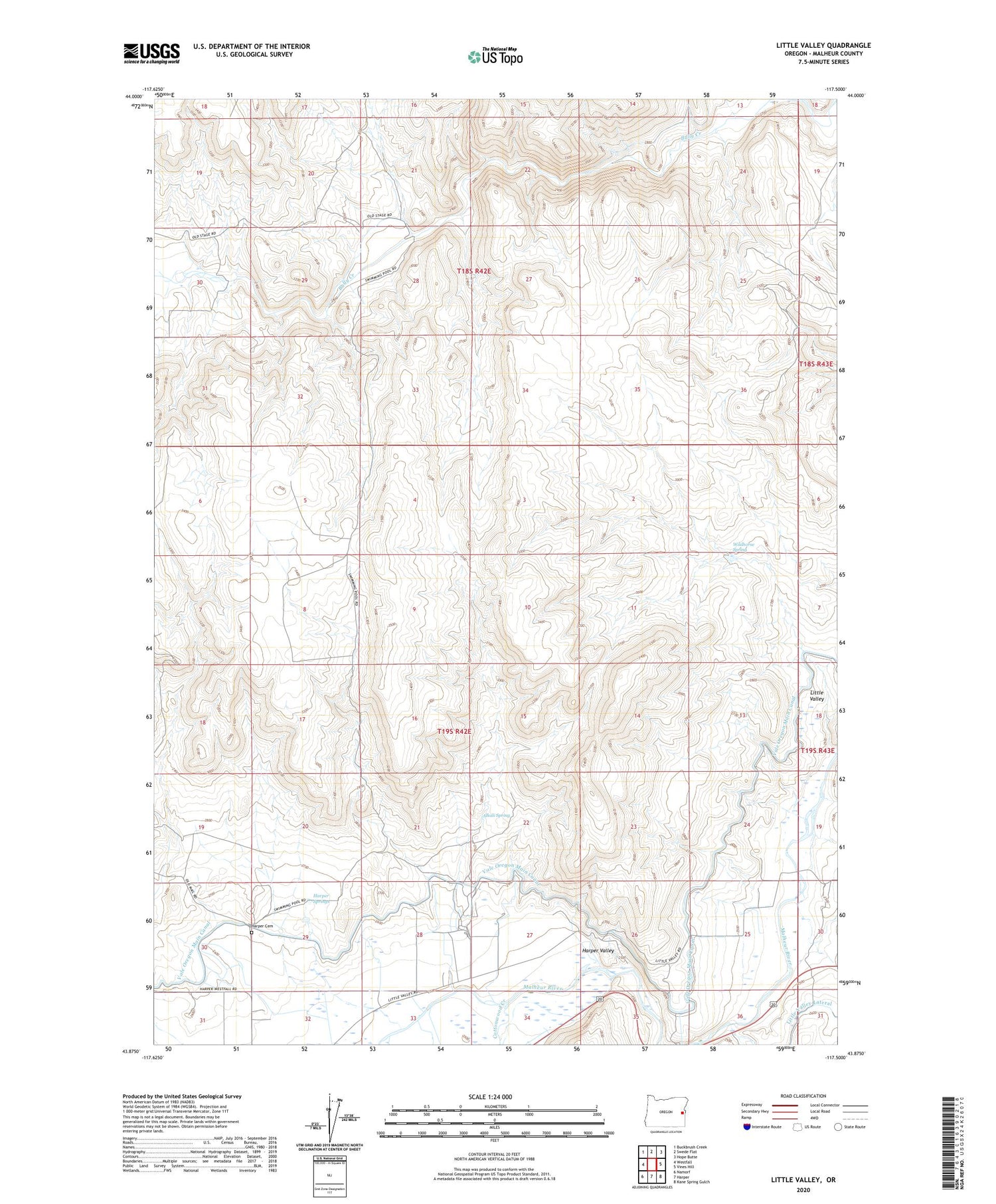 Little Valley Oregon US Topo Map Image