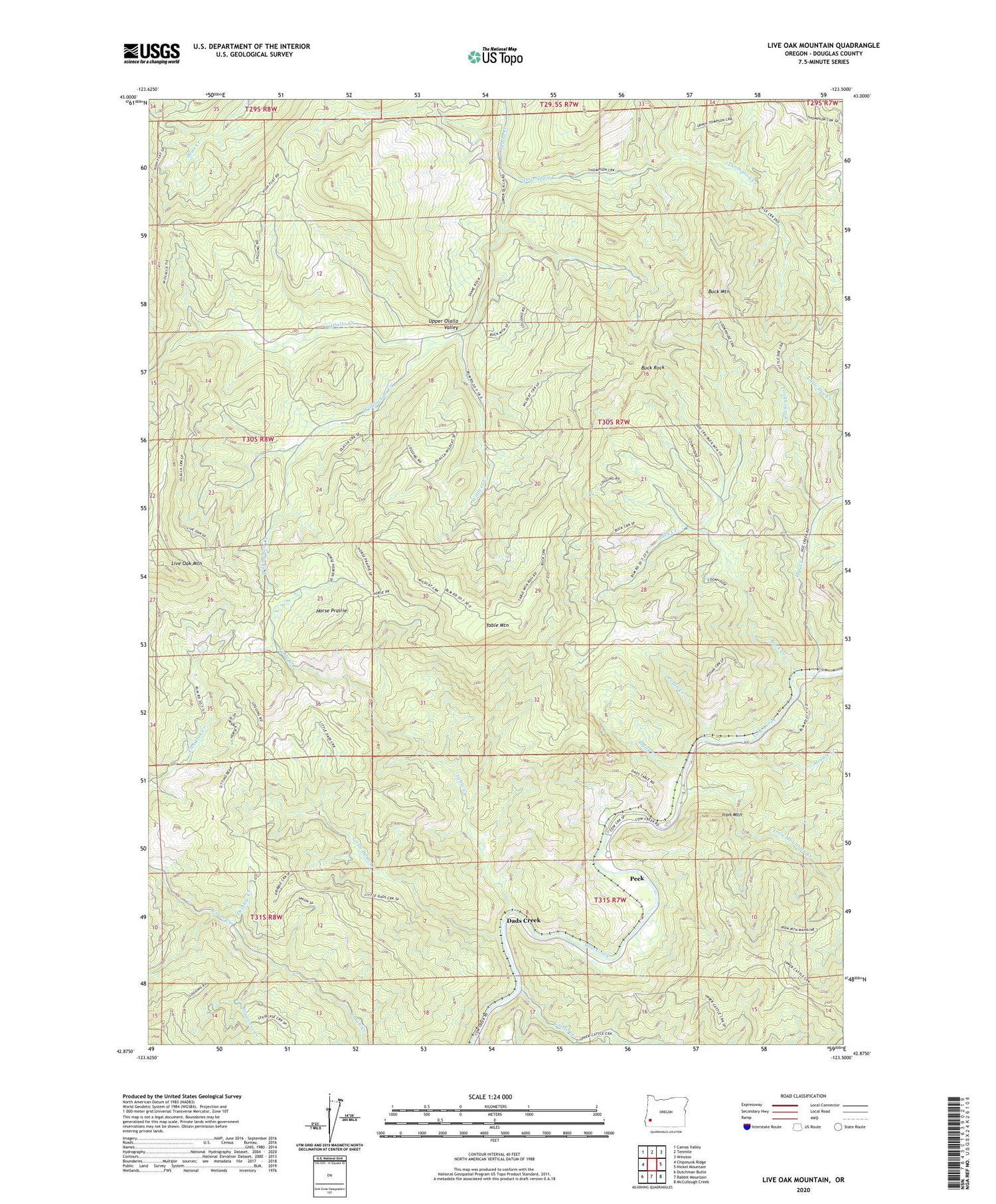 Live Oak Mountain Oregon US Topo Map Image