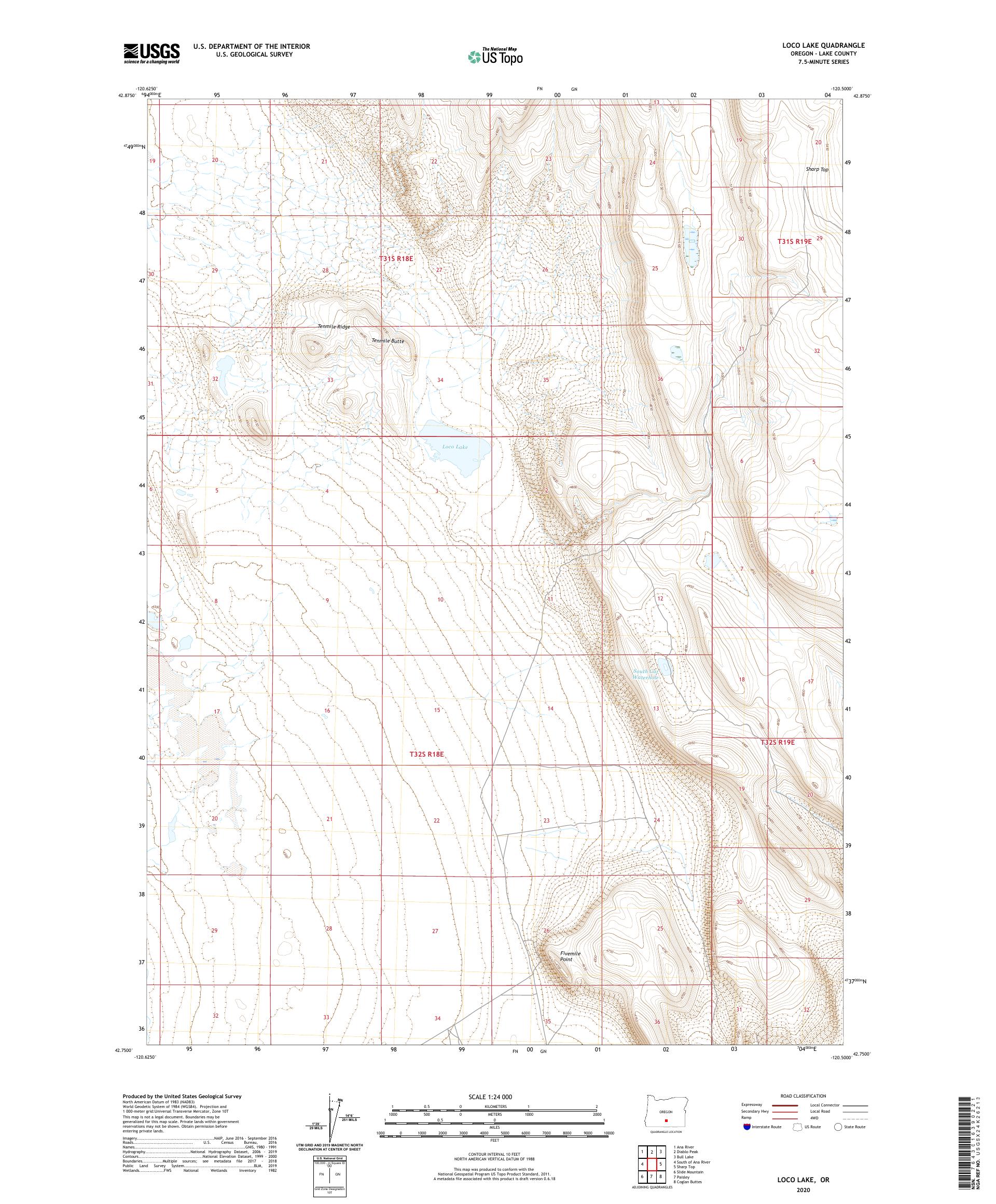 Loco Lake Oregon US Topo Map – MyTopo Map Store