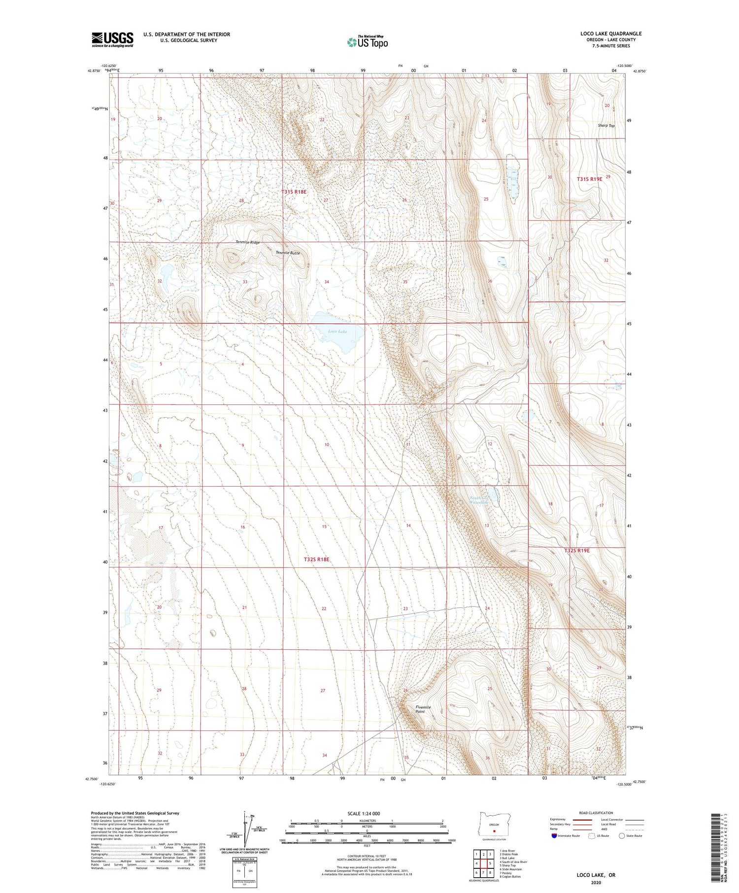 Loco Lake Oregon US Topo Map Image