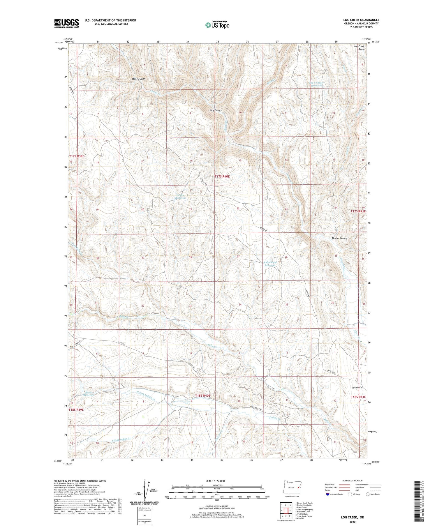 Log Creek Oregon US Topo Map Image