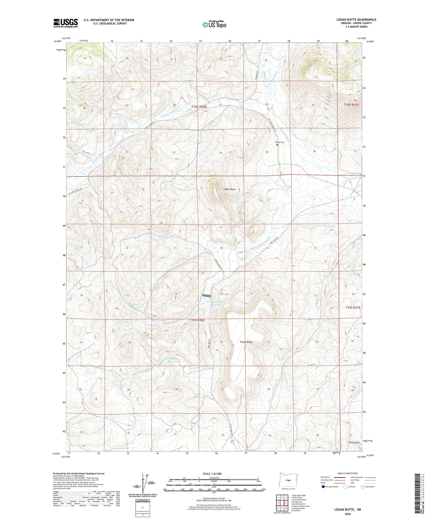 Logan Butte Oregon US Topo Map Image