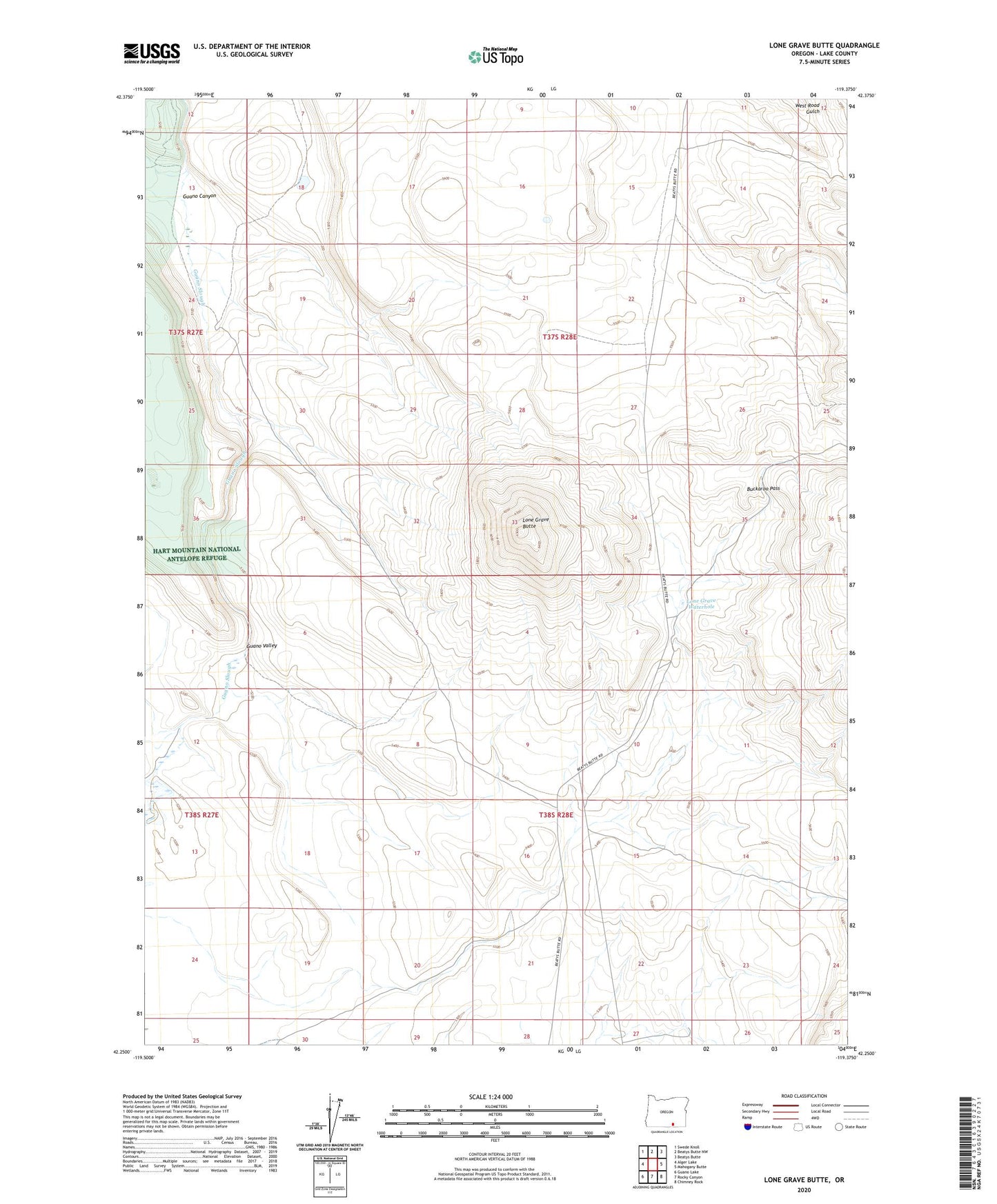 Lone Grave Butte Oregon US Topo Map Image