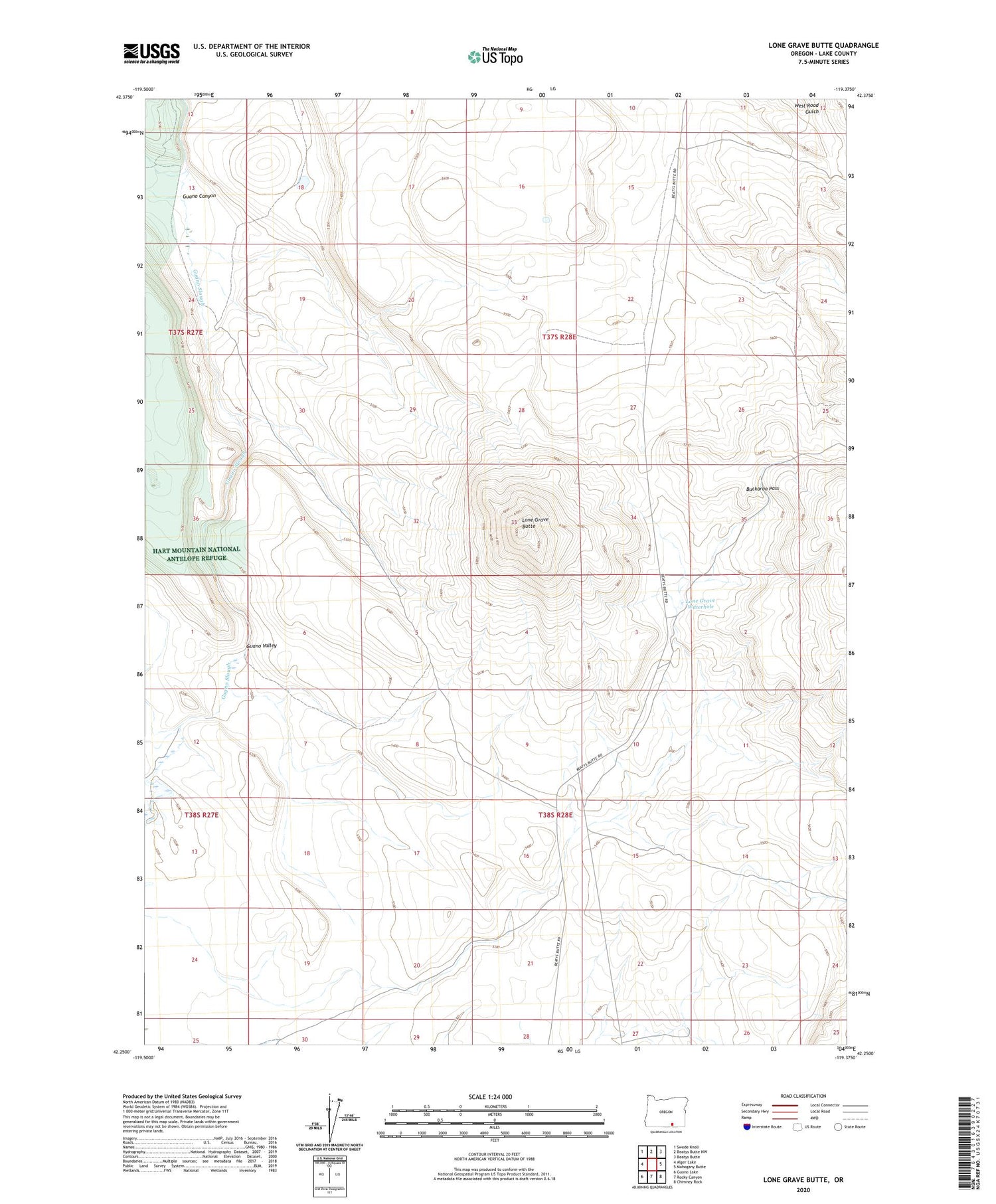 Lone Grave Butte Oregon US Topo Map Image