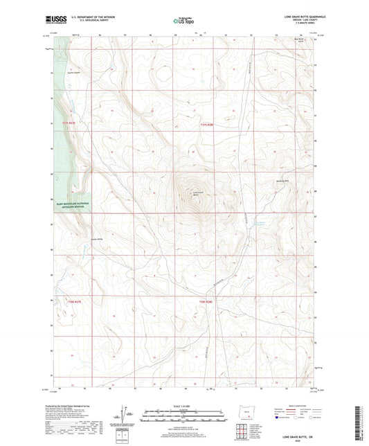 Lone Grave Butte Oregon US Topo Map Image