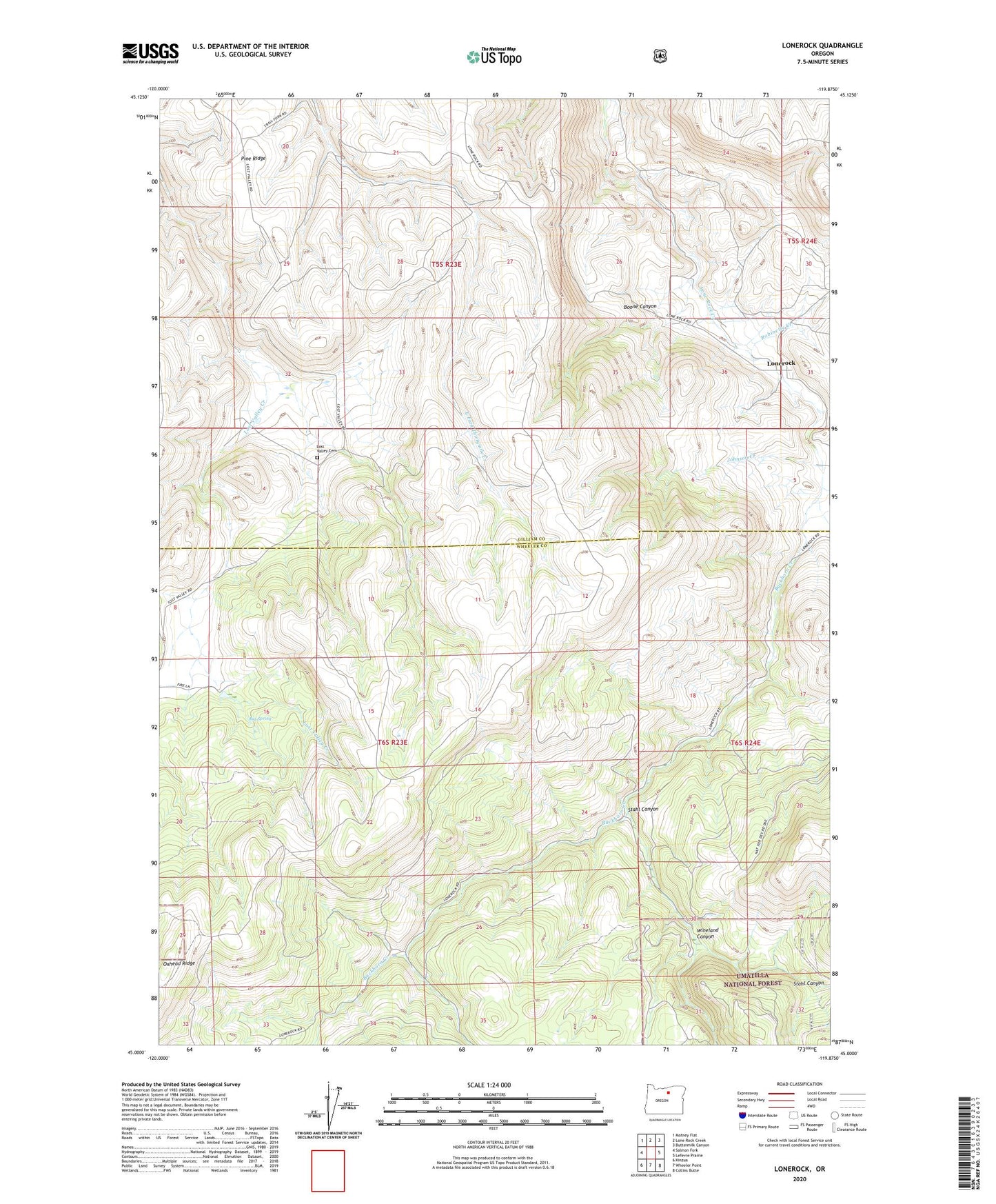 Lonerock Oregon US Topo Map Image