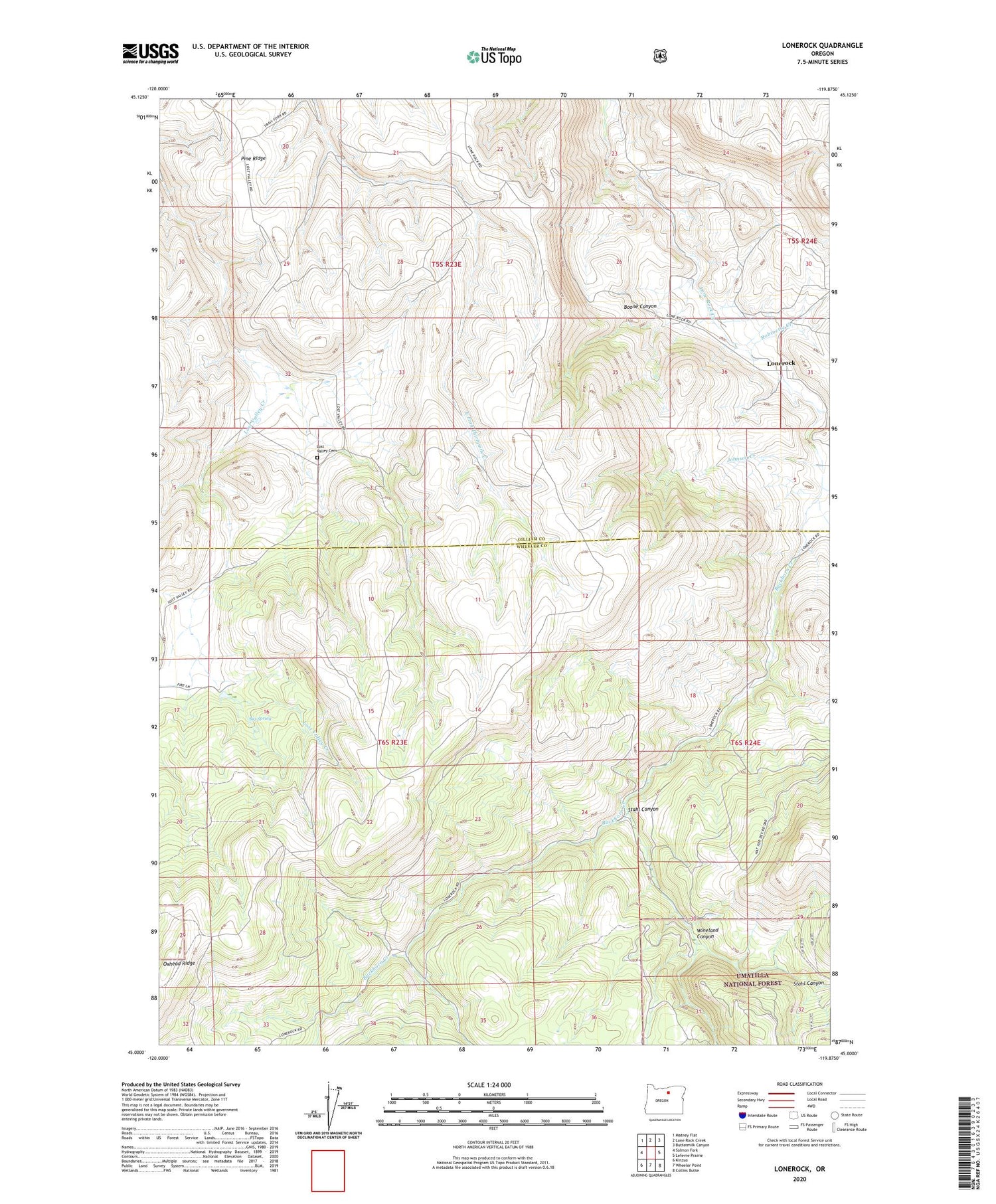 Lonerock Oregon US Topo Map Image