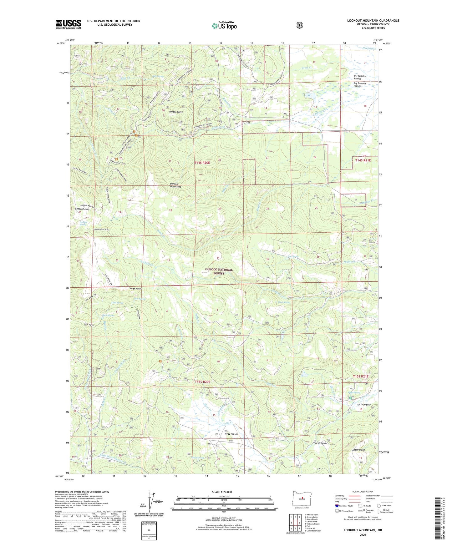 Lookout Mountain Oregon US Topo Map Image