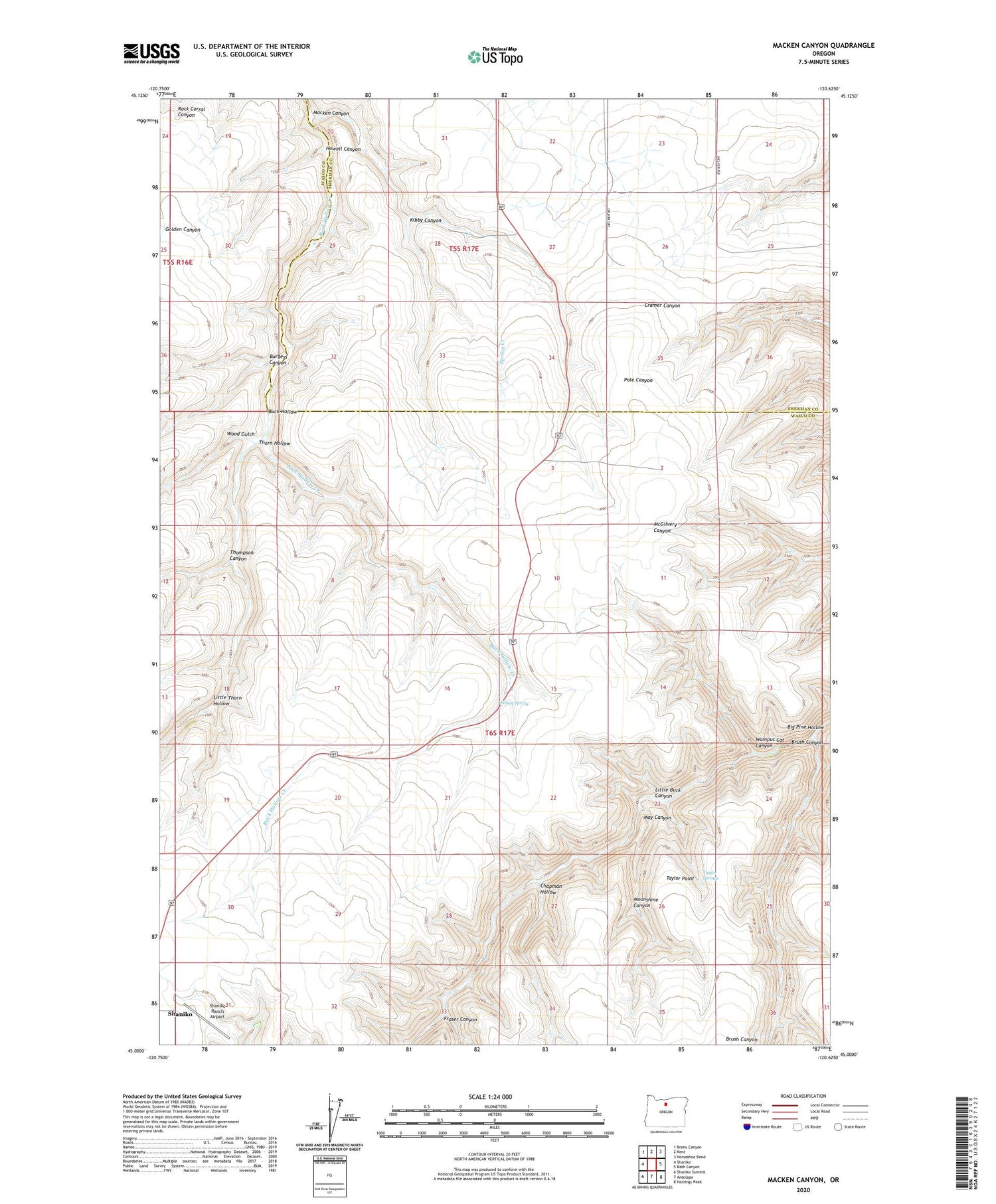 Macken Canyon Oregon US Topo Map Image