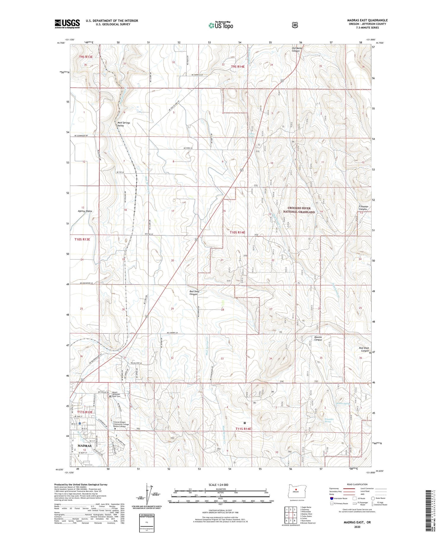 Madras East Oregon US Topo Map Image