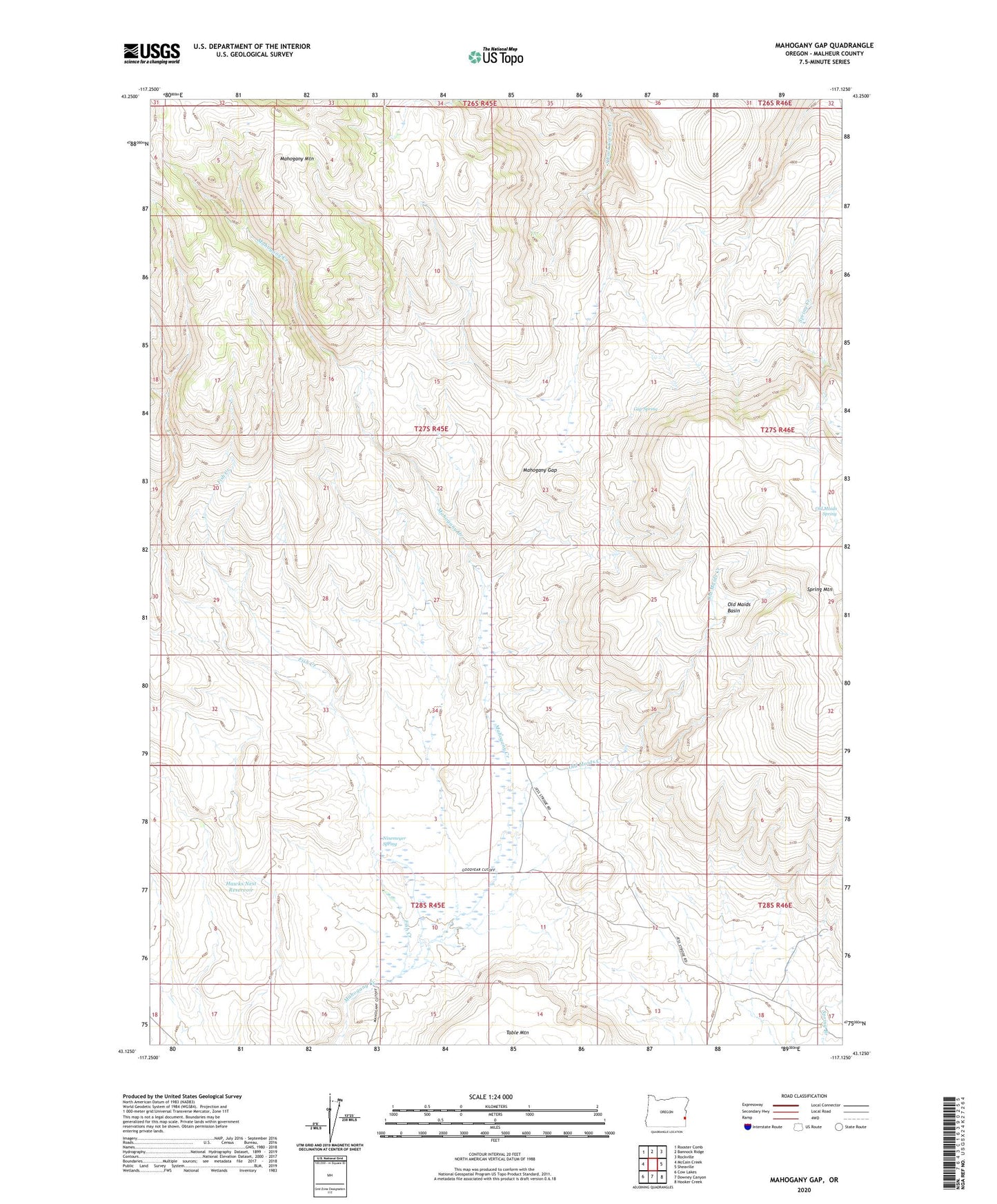 Mahogany Gap Oregon US Topo Map Image