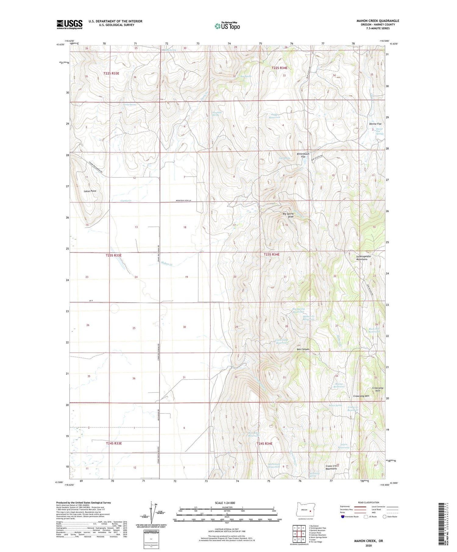Mahon Creek Oregon US Topo Map Image