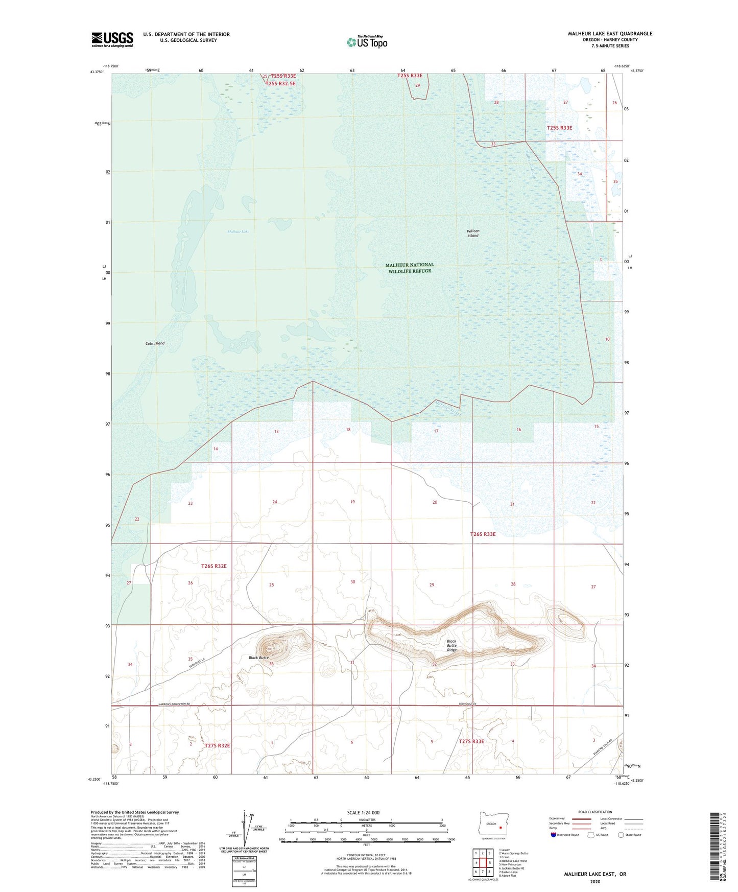 Malheur Lake East Oregon US Topo Map Image