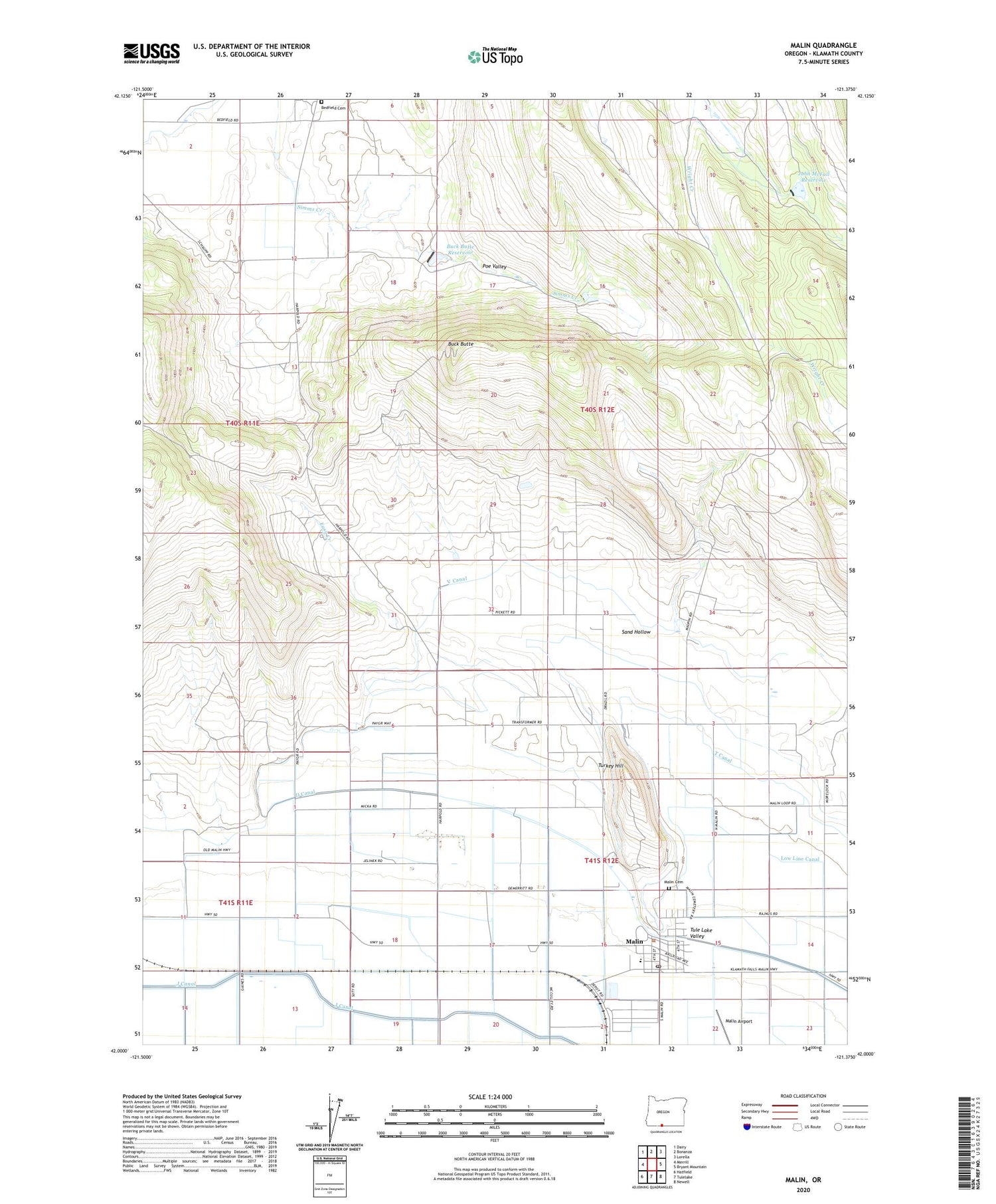 Malin Oregon US Topo Map Image
