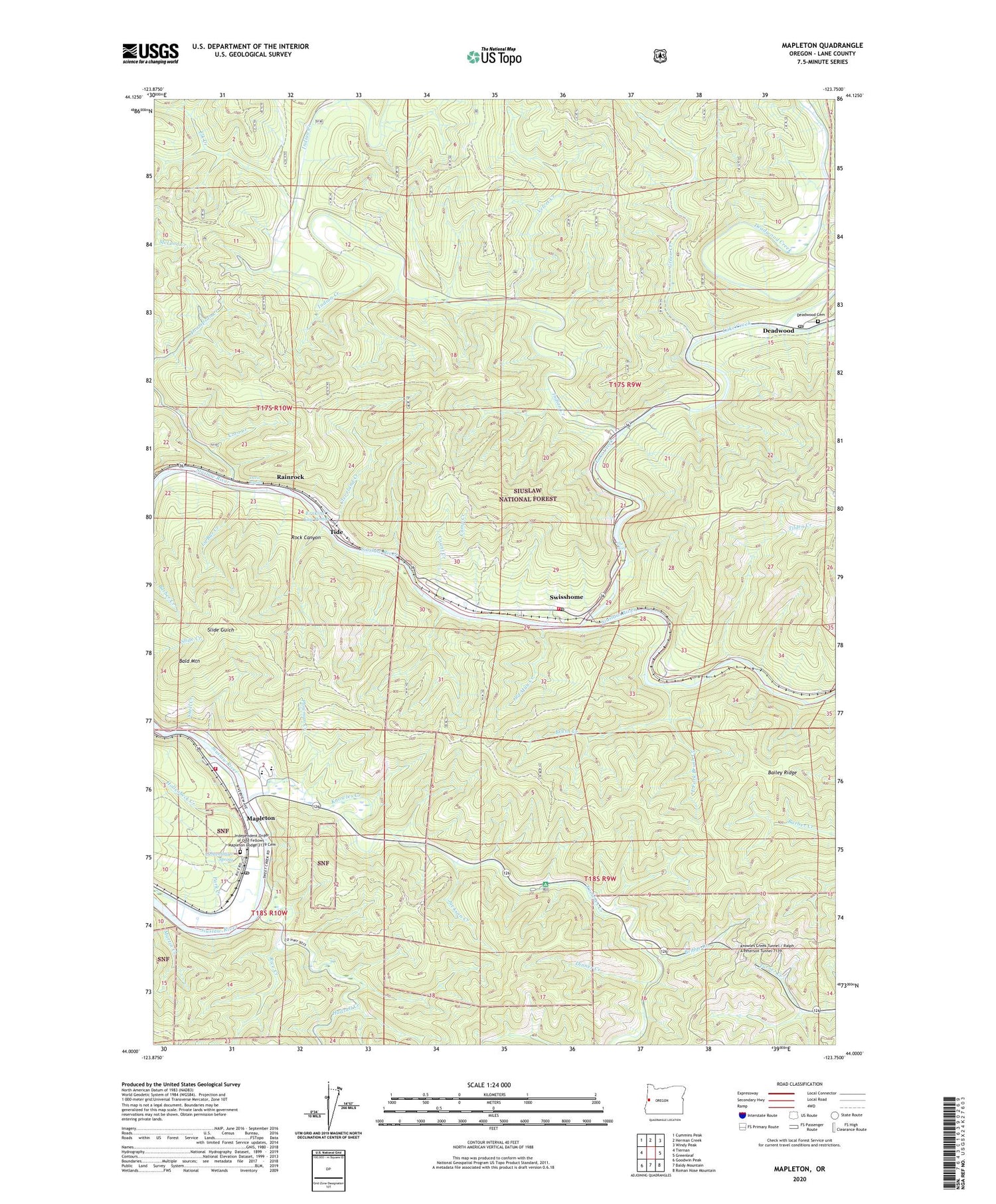 Mapleton Oregon US Topo Map Image
