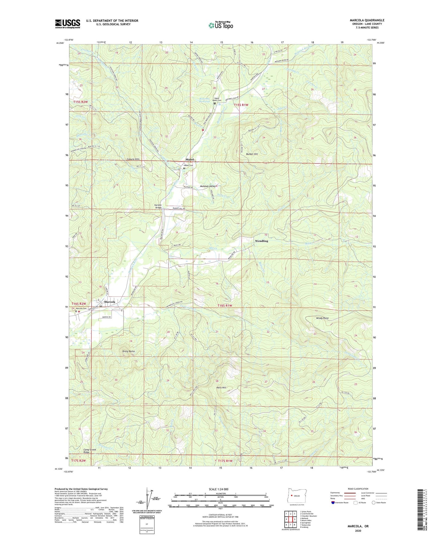 Marcola Oregon US Topo Map Image