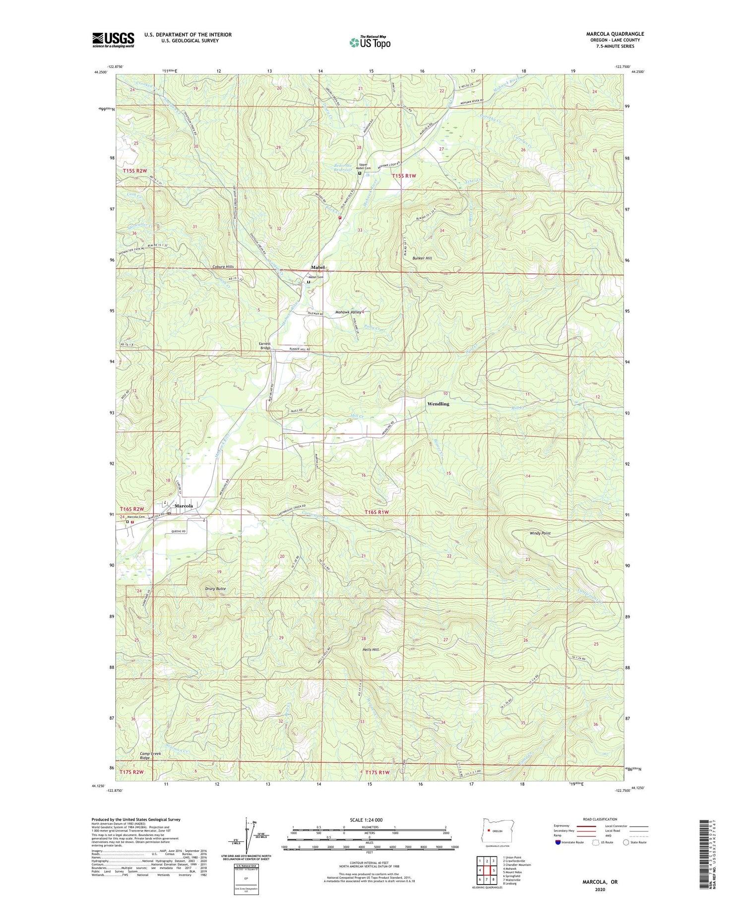 Marcola Oregon US Topo Map Image