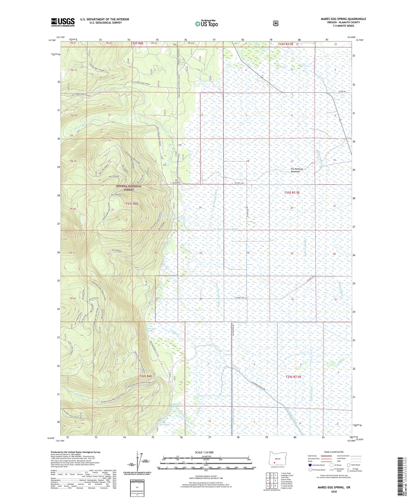Mares Egg Spring Oregon US Topo Map Image