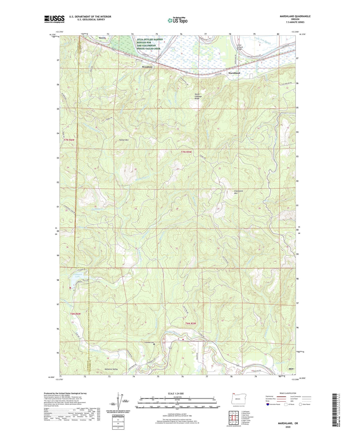 Marshland Oregon US Topo Map Image
