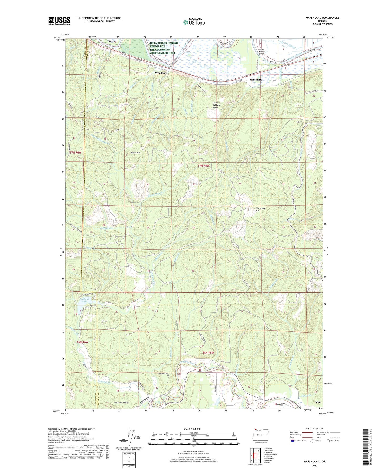 Marshland Oregon US Topo Map Image