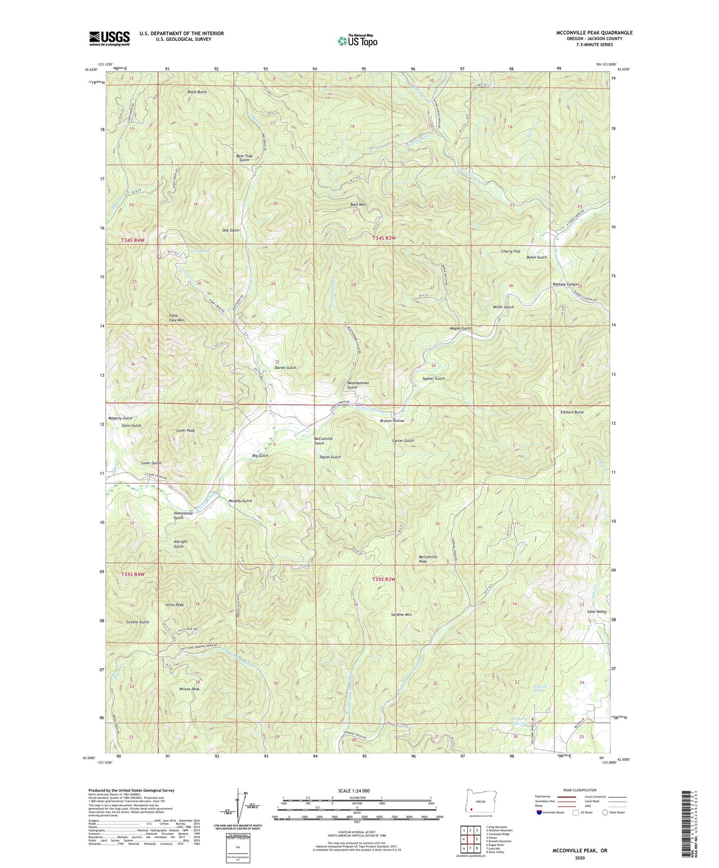 McConville Peak Oregon US Topo Map Image