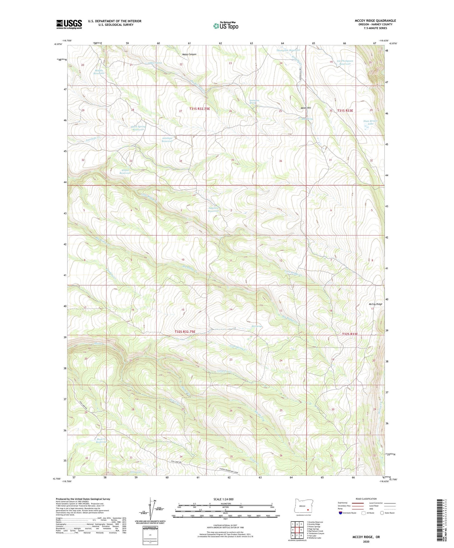 McCoy Ridge Oregon US Topo Map Image