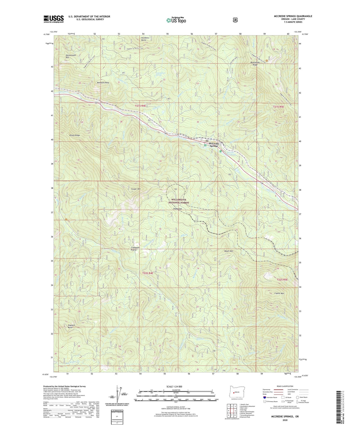 McCredie Springs Oregon US Topo Map Image