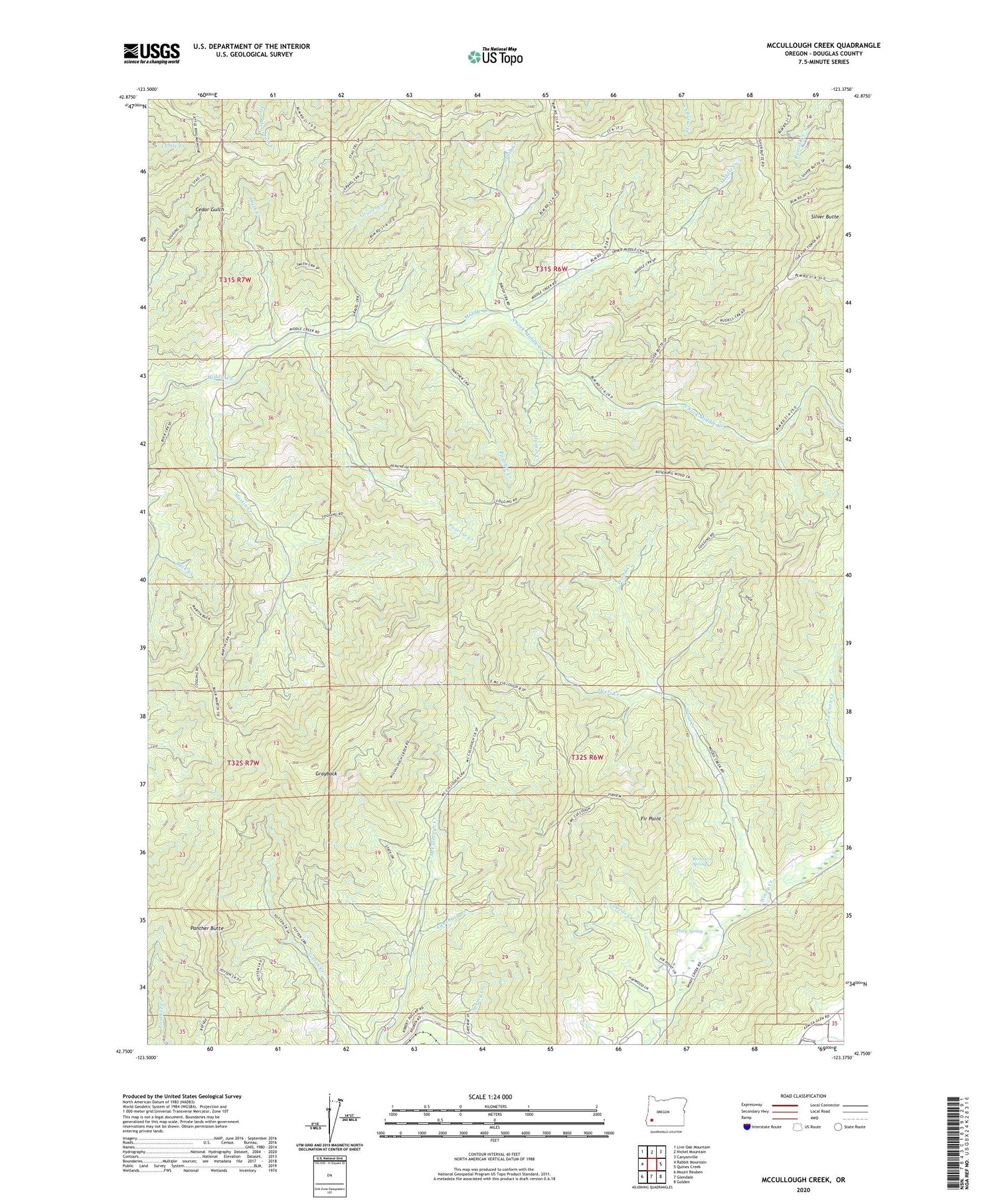 McCullough Creek Oregon US Topo Map Image