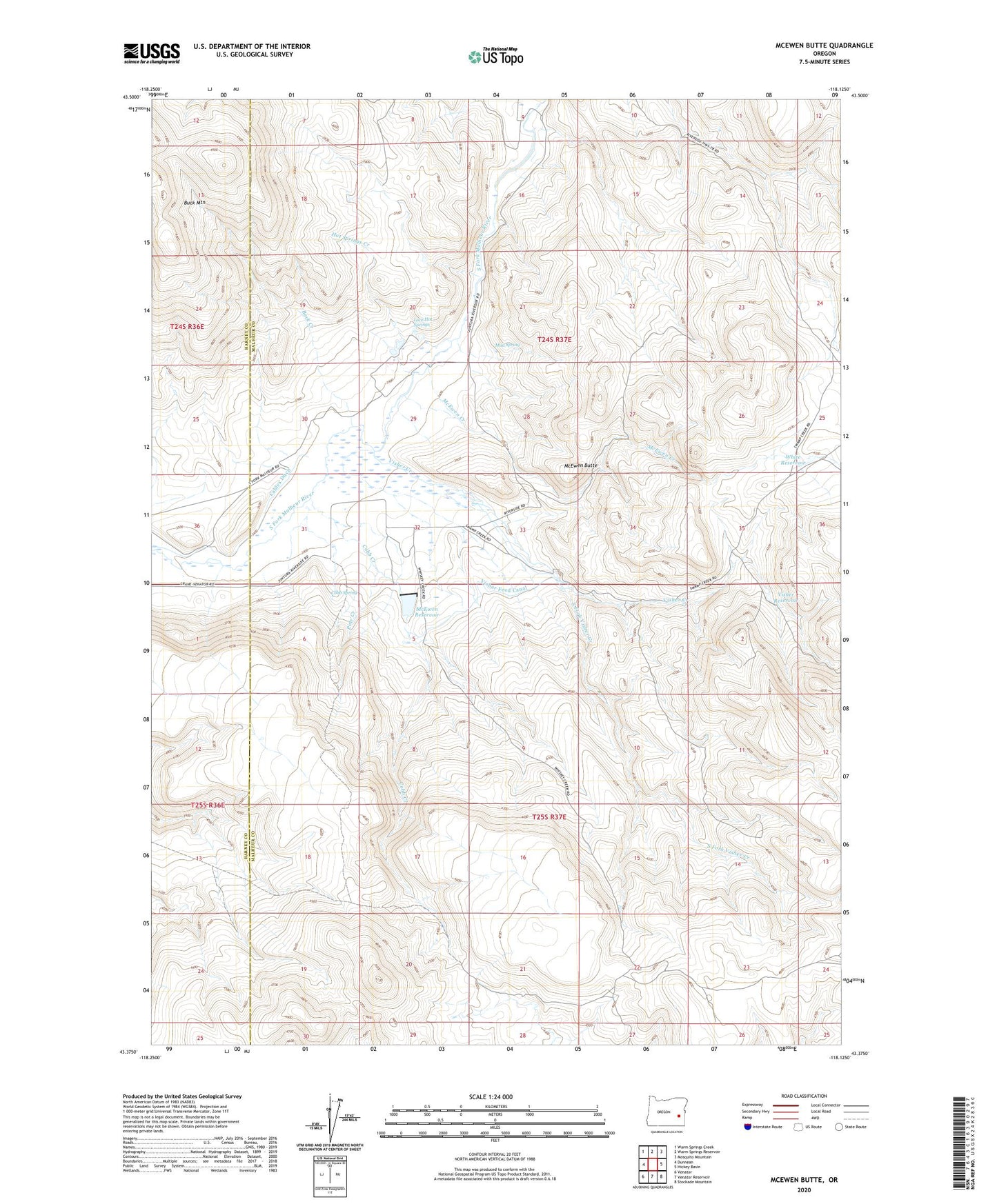 McEwen Butte Oregon US Topo Map Image