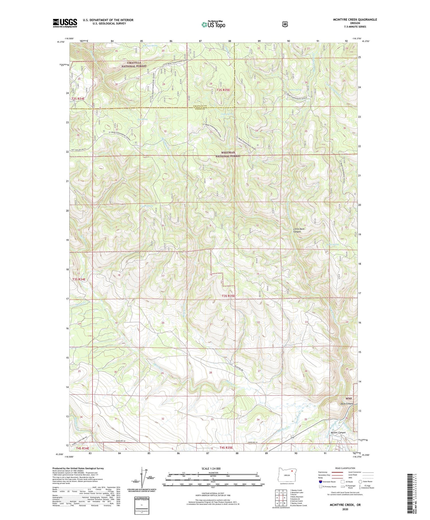 McIntyre Creek Oregon US Topo Map Image