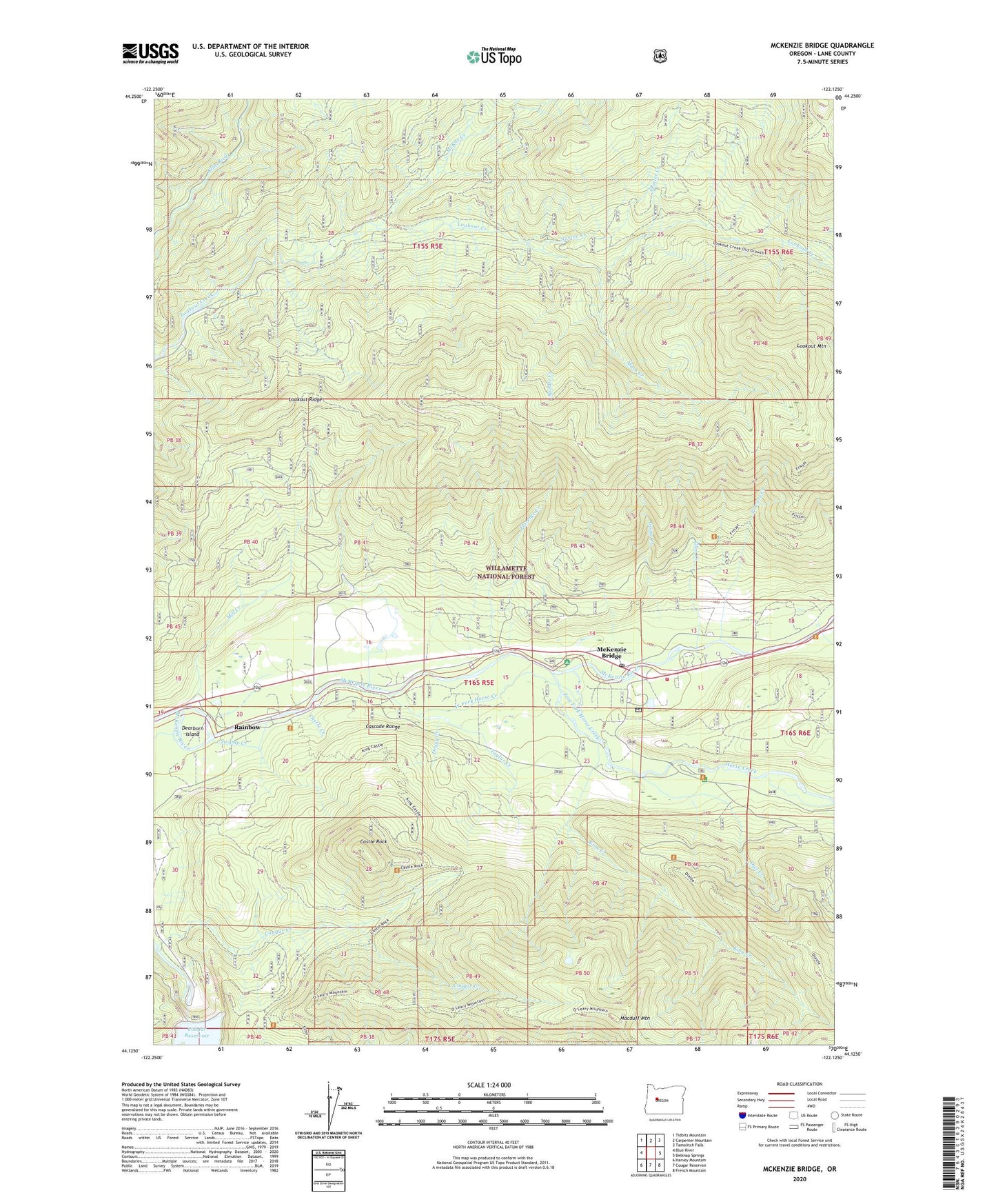 McKenzie Bridge Oregon US Topo Map Image