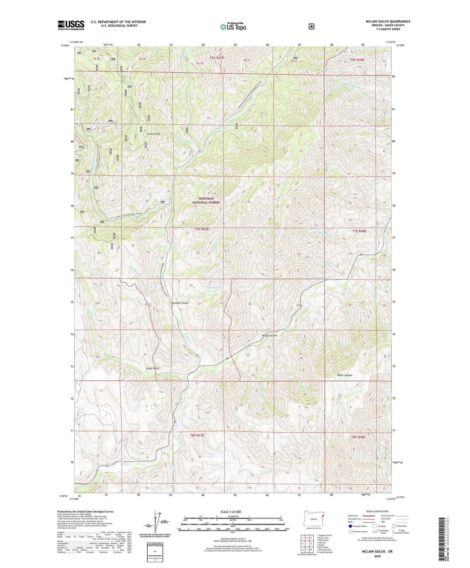 McLain Gulch Oregon US Topo Map Image