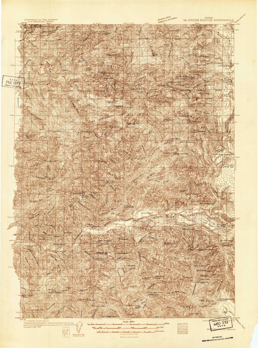 Historic 1934 McKenzie Bridge Oregon 30'x30' Topo Map Image