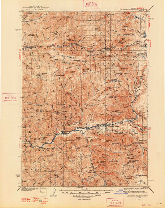 Historic 1940 McKenzie Bridge Oregon 30'x30' Topo Map Image