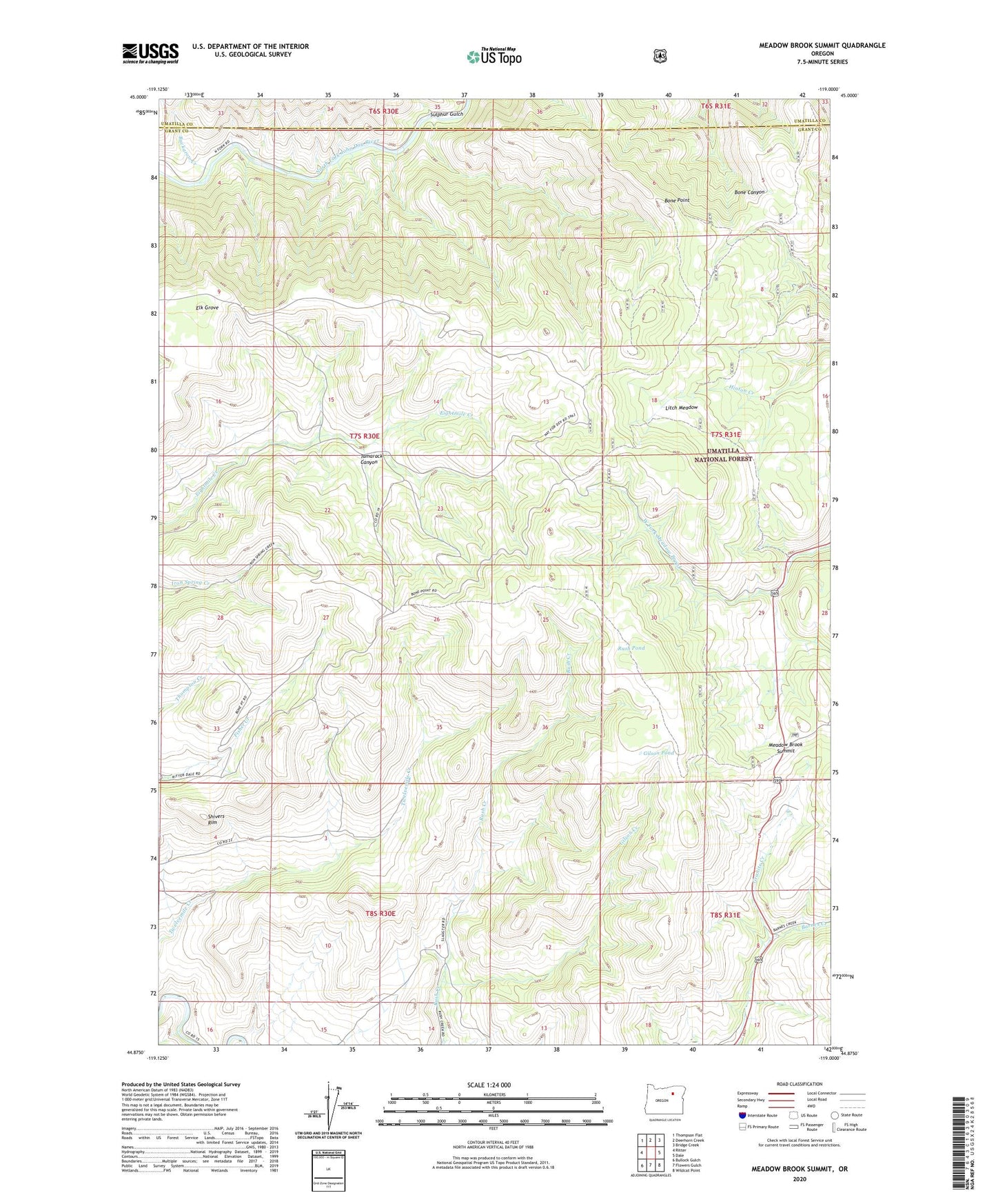 Meadow Brook Summit Oregon US Topo Map Image